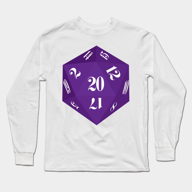 Purple 20-Sided Dice Design Long Sleeve T-Shirt by GorsskyVlogs